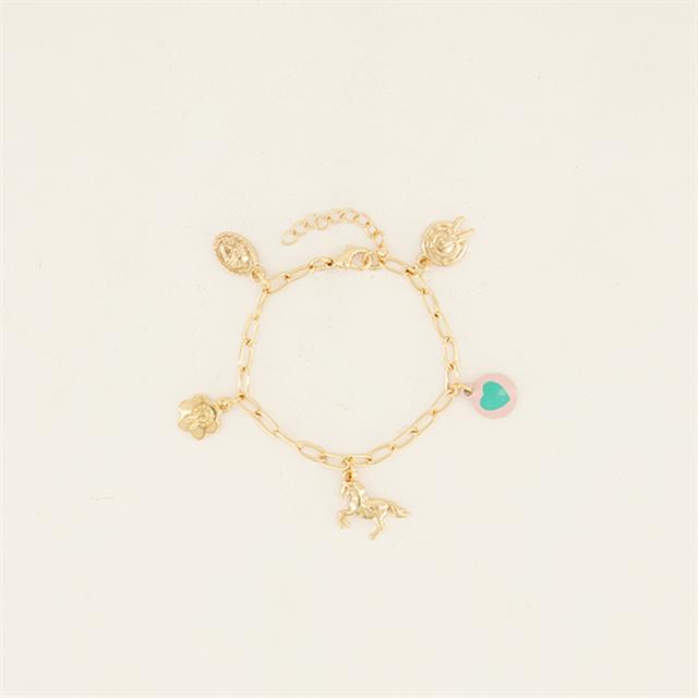 armband PaardenpraatTV Charms Colour Goud