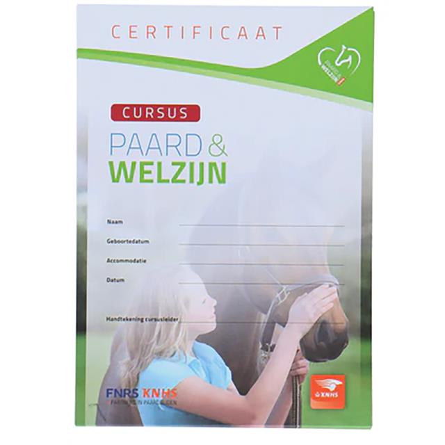 Blanco Certificaat KNHS Paard & Welzijn 