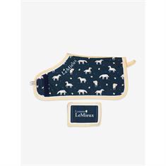 Deken LeMieux Toy Pony Lemon Print Donkerblauw-geel