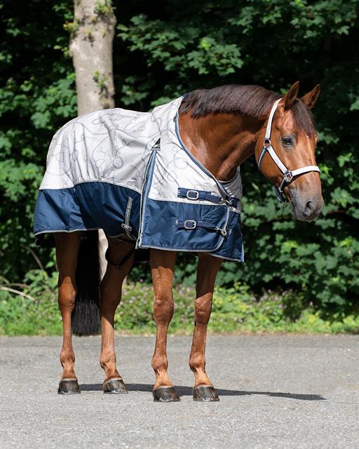 Deken QHP Turnout Collection 0gr Donkerblauw-beige