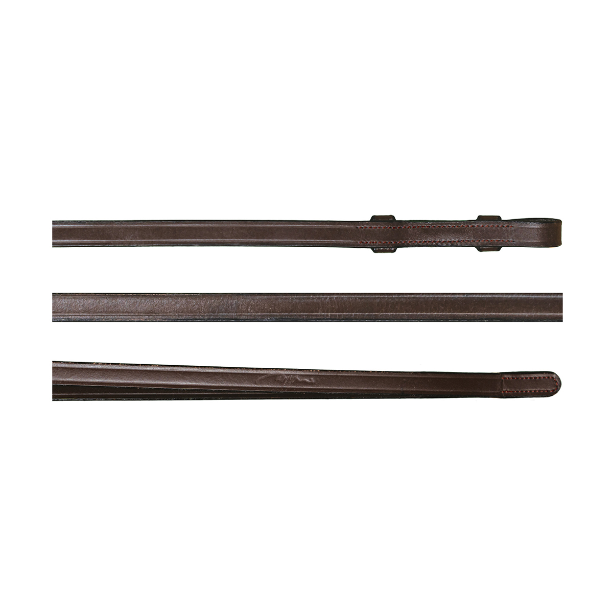 Dy on 1/2 (13mm) Full Leather Curb Reins Working Coll. - Brown - Maat Full