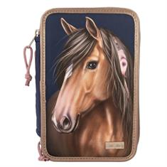 Etui Miss Melody Night Horses 3-Vaks Donkerblauw