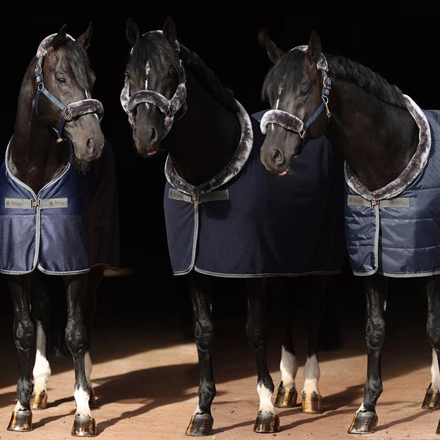 Fleecedeken Bucas Show-Line 400gr Donkerblauw-grijs