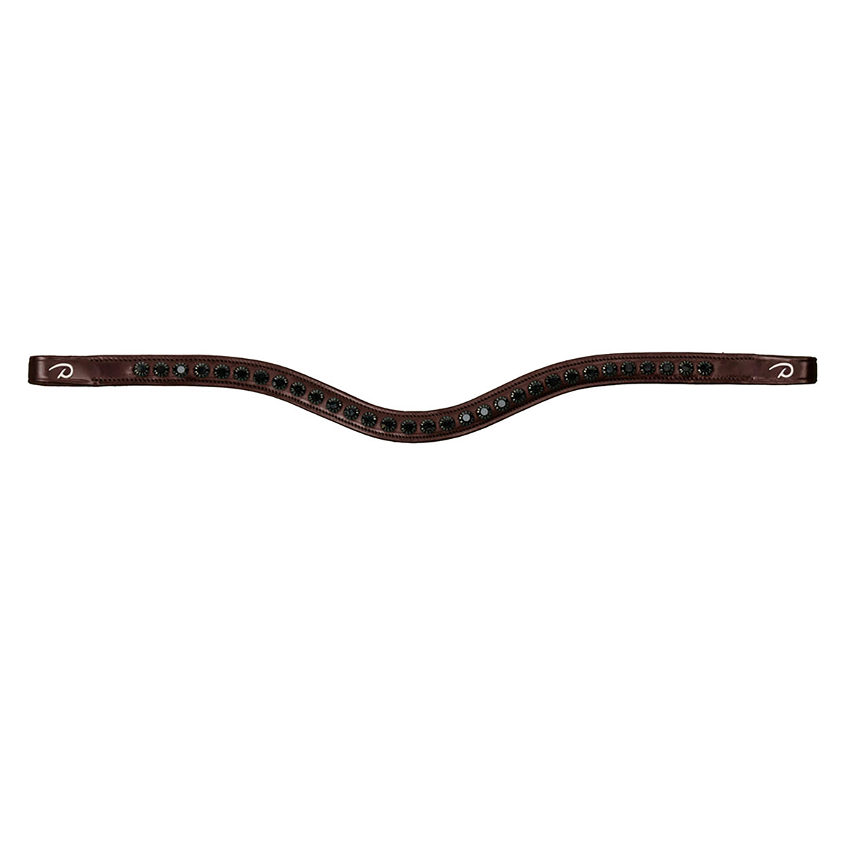 Frontriem Dy&apos;on Black Swarovski V-shaped Nec Bruin, PAARD in bruin