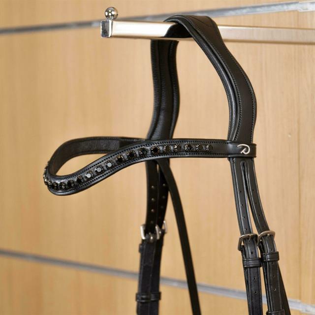 Frontriem Dy'on Black Swarovski V-Shaped Nec Zwart