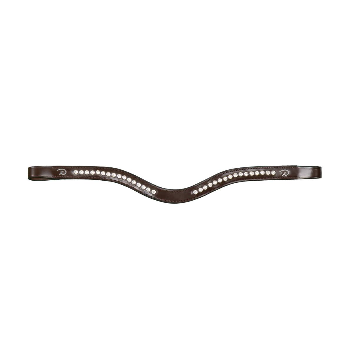Frontriem Dy&apos;on White Swarovski V-shaped Nec Bruin, MIDDEL in bruin