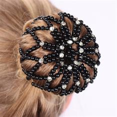 Haarnetje Met Parels & Strass Zwart