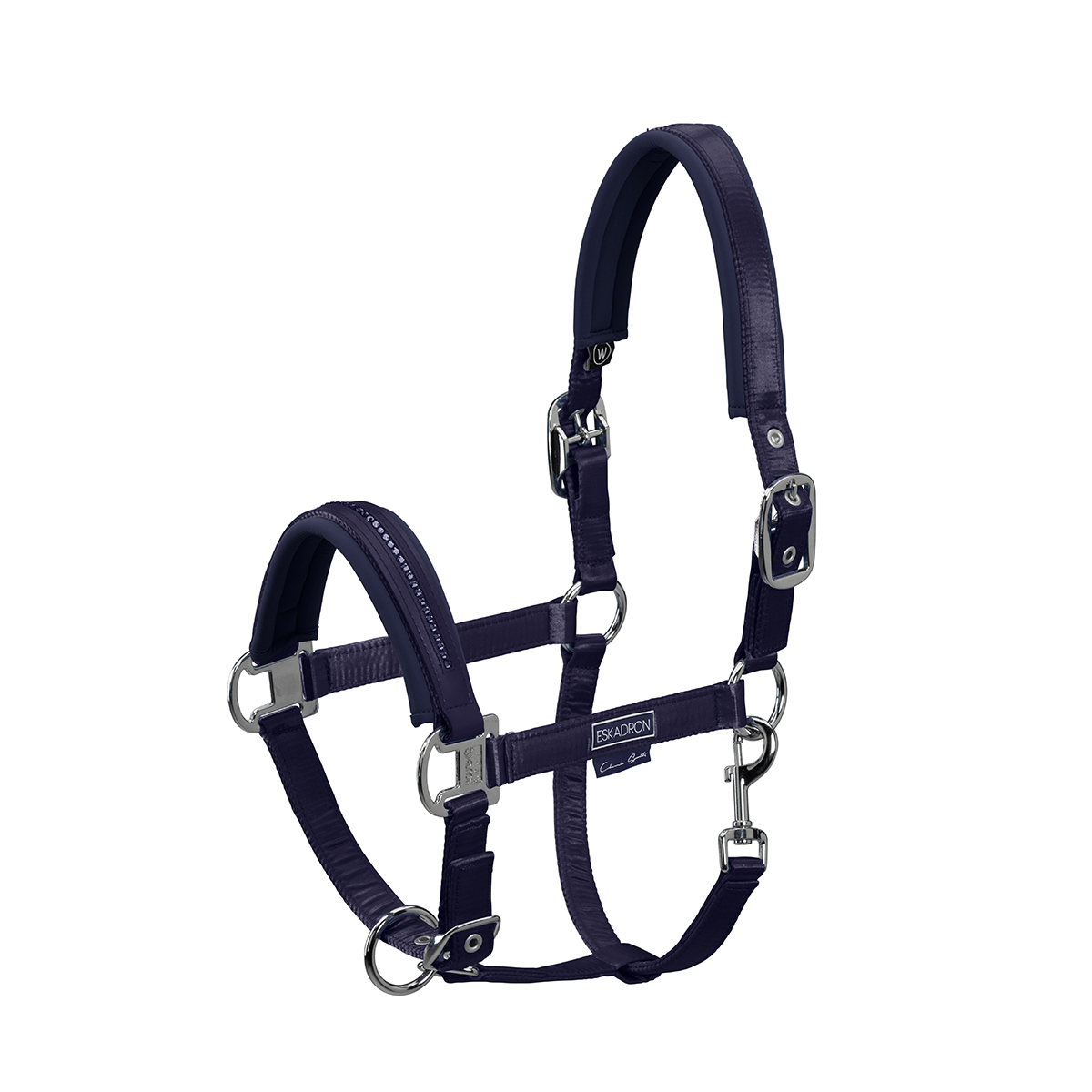 Halster Eskadron Classic Sports Double Pin Satin Crystal, PONY in donkerblauw