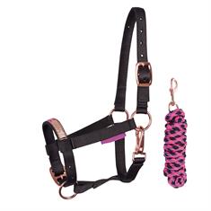 Halsterset Harry's Horse Diva Fuchsia Zwart