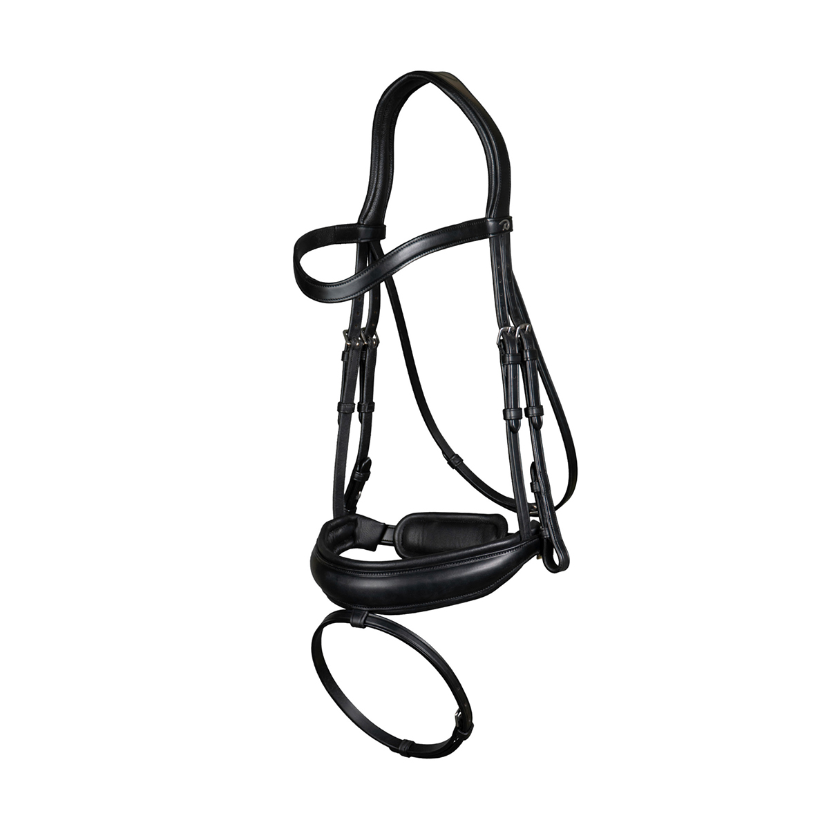 Hoofdstel Dressage Collection By Dy&apos;on Matte Large Crank Noseband Zwart, EXTRA GROOT in zwart