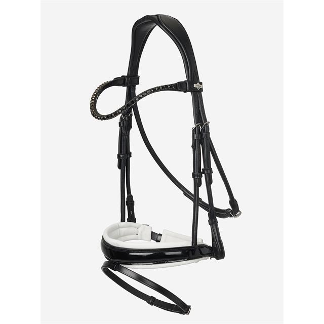 Hoofdstel LeMieux Kudos Dressage Lak Zwart-wit