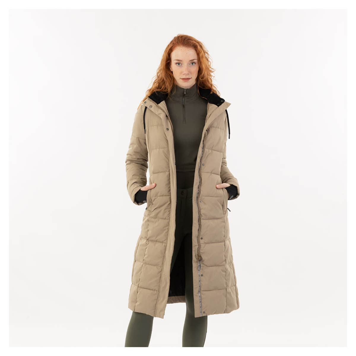 Long Coat Stepped Greige - M | Winterkleding ruiter