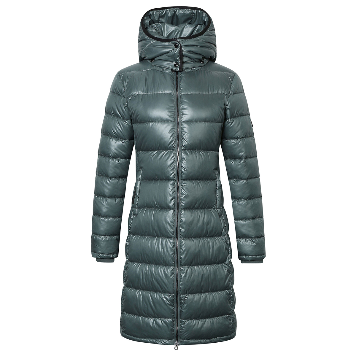 Jas Covalliero Quilted Long Middenblauw, M in middenblauw