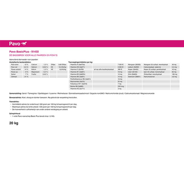 Pavo BasicPlus 20kg Overige