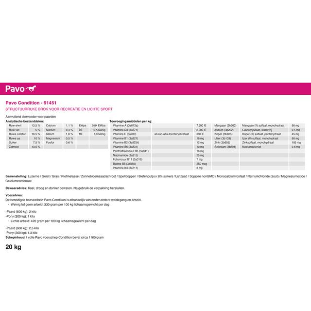 Pavo Condition 20kg Overige