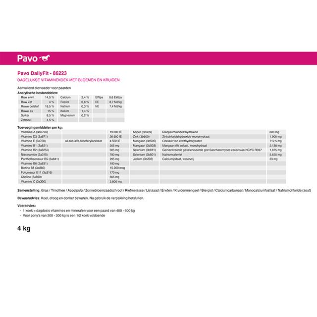 Pavo Dailyfit 30 Koeken Overige
