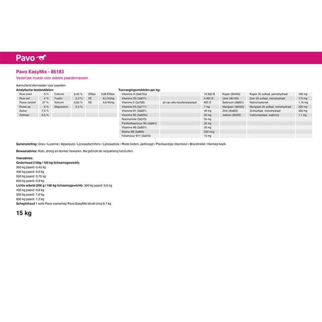 Pavo EasyMix 15kg Overige