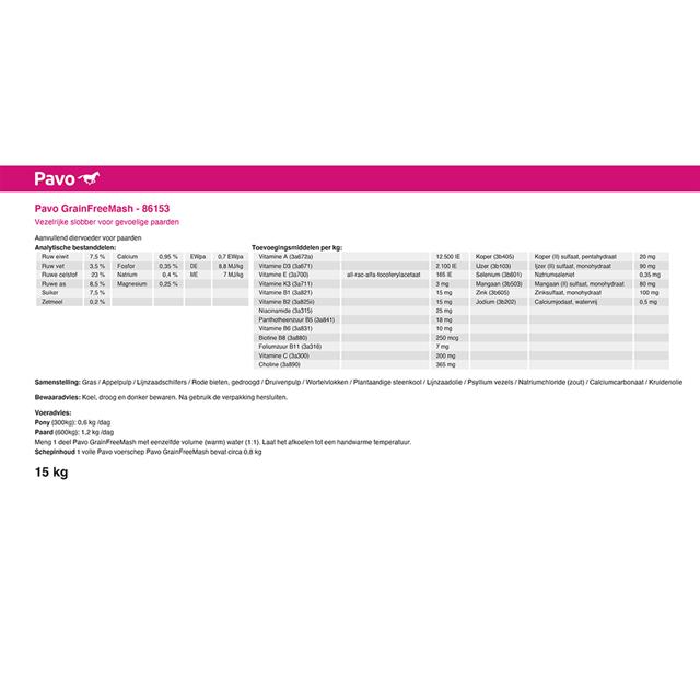 Pavo GrainFreeMash 15kg Overige