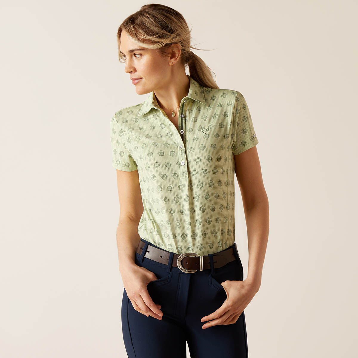 Polo Ariat Motif Ss Lichtgroen, M in lichtgroen