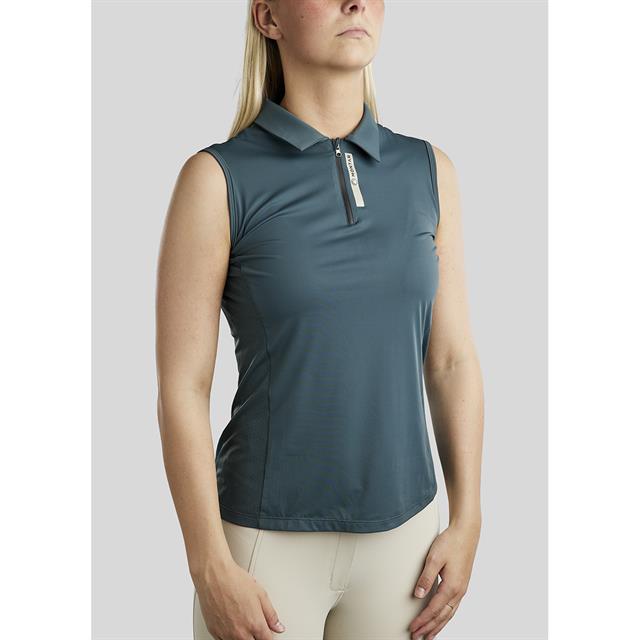Polo Montar MOStella Mesh Contrast Stated Mouwloos Middenblauw