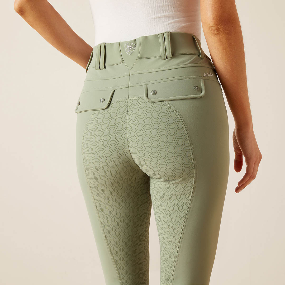 Rijbroek Ariat Tri Factor Full Grip Groen, 34 in groen