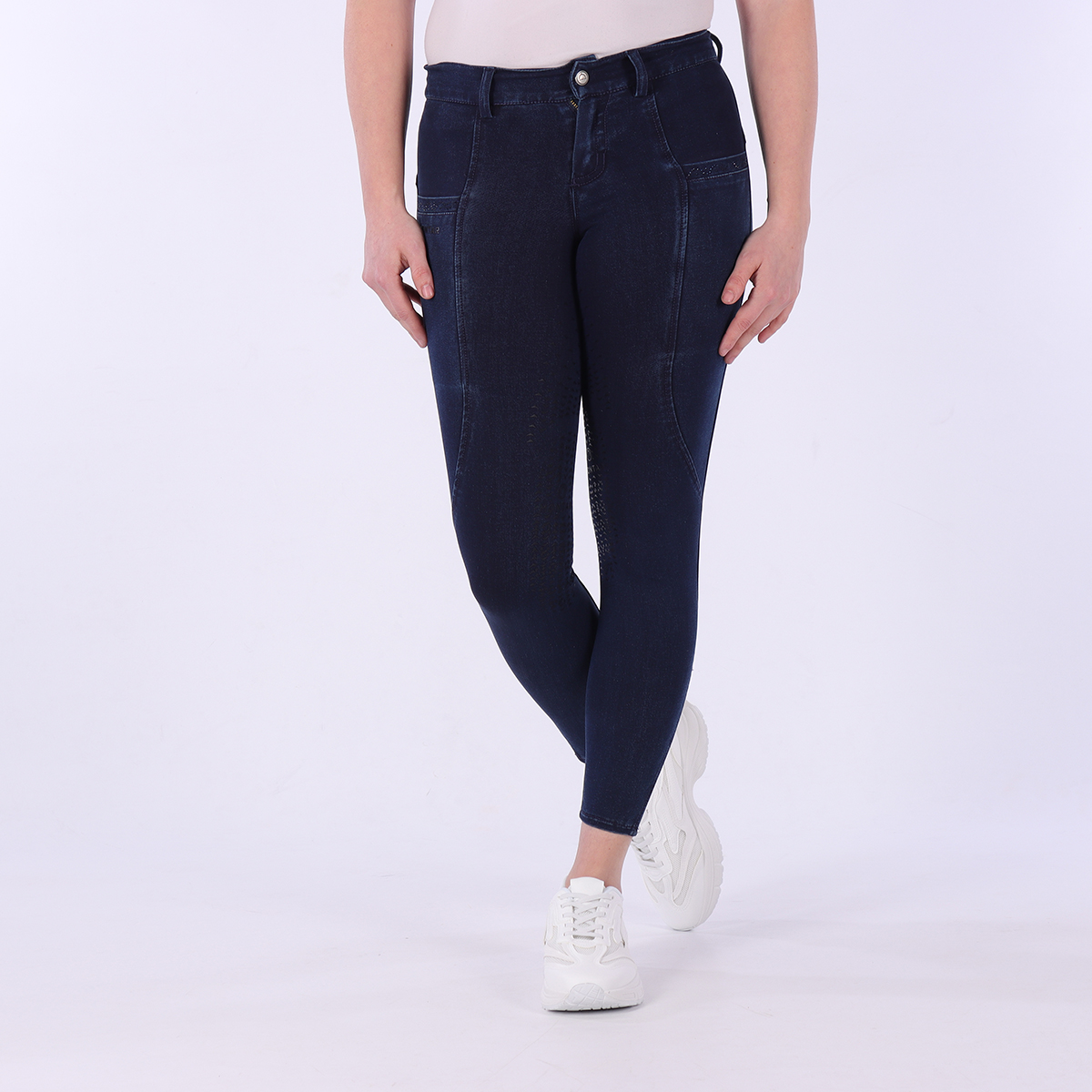 Rijbroek Montar Crystal Full Grip Kids Denim, 176 in denim