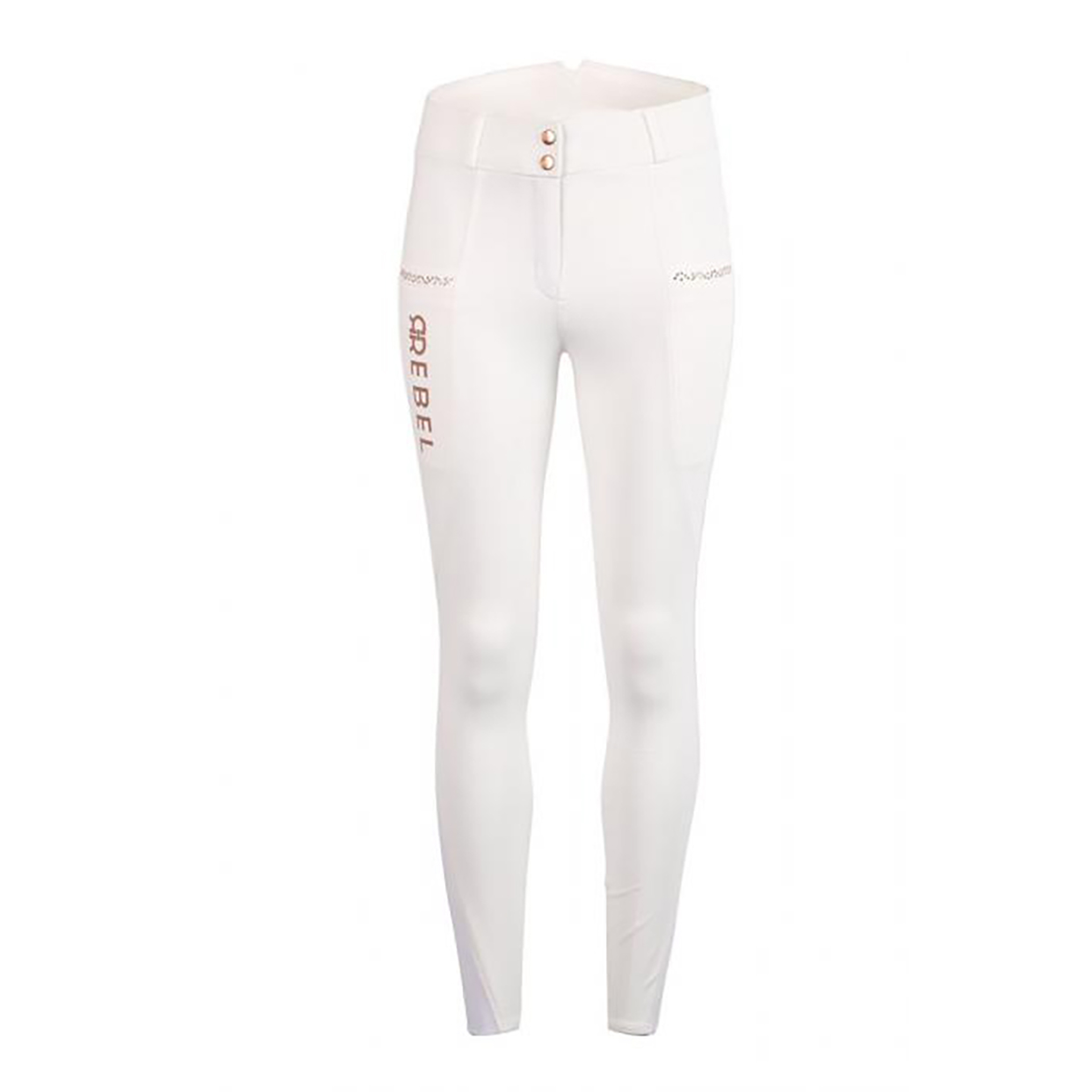 Rijbroek Rebel By Montar Rosegold Full Grip Wit, 32 in wit