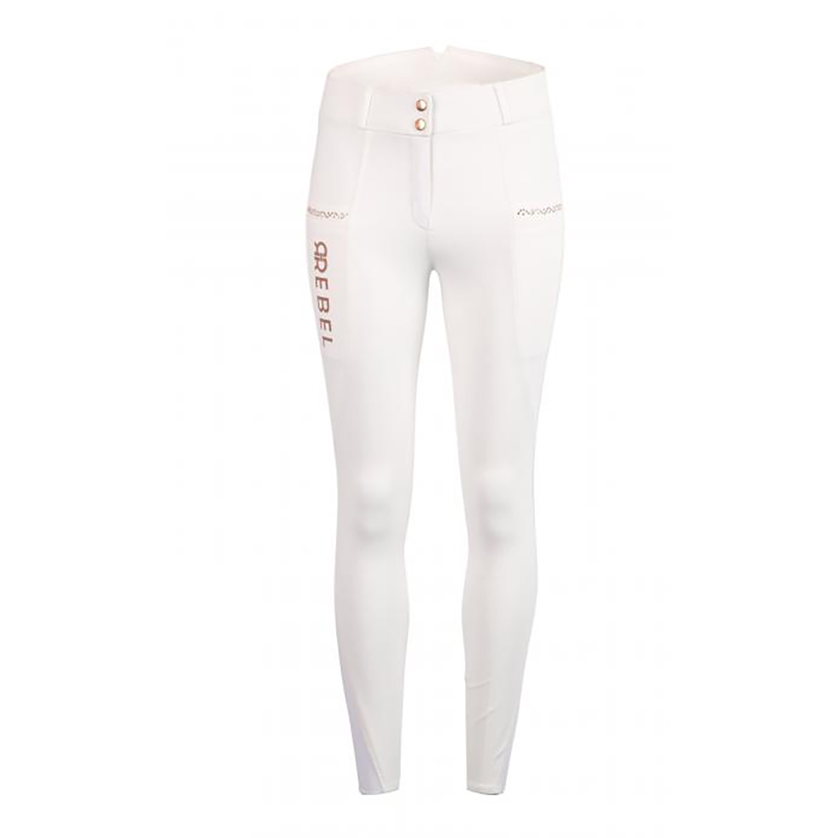Rijbroek Rebel By Montar Rosegold Knie Grip Wit, 30 in wit