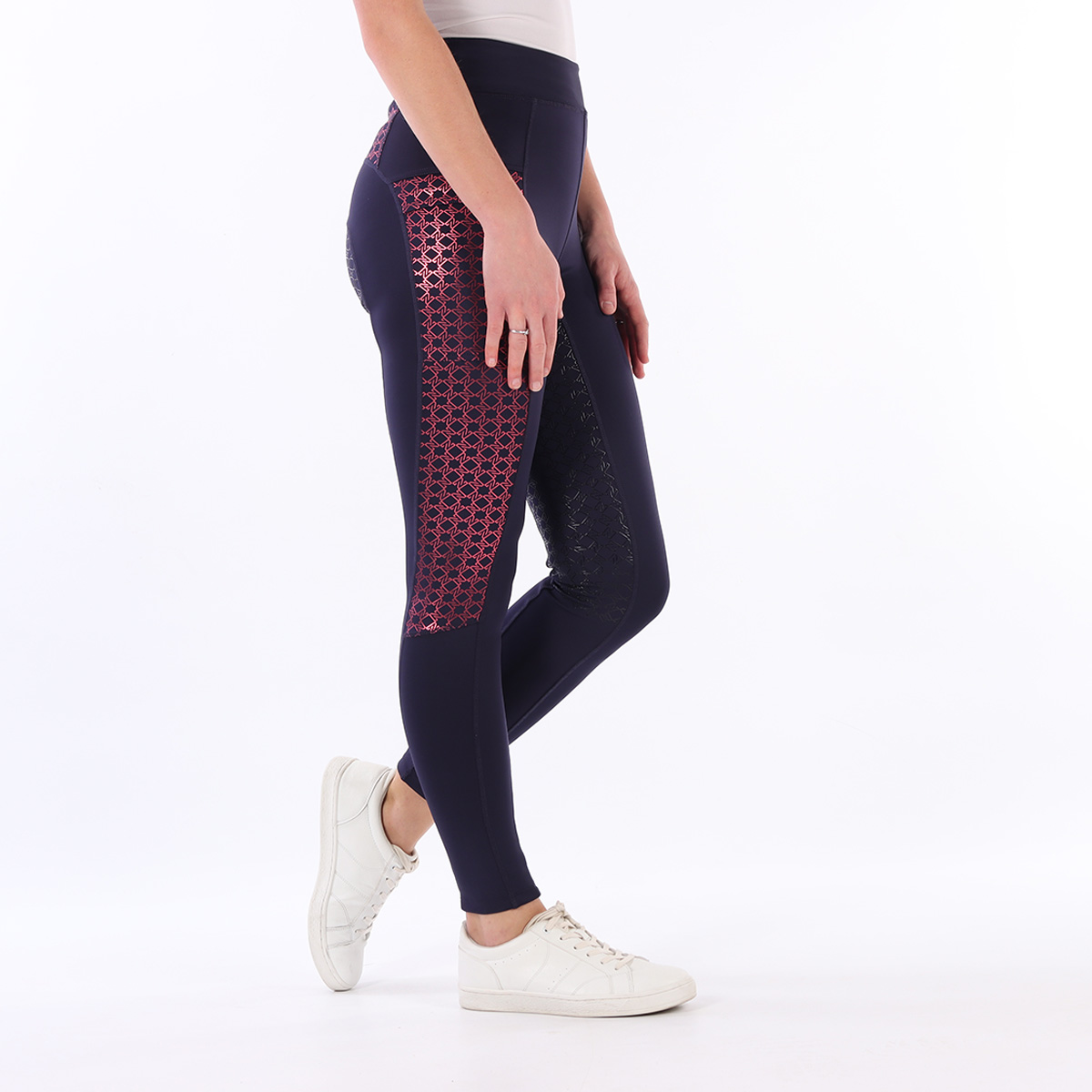 Rijlegging N-brands X Epplejeck Printed Shiny Full Grip Donkerblauw-roze, 34 in donkerblauw/roze