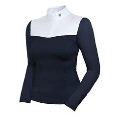 Showshirt Equestrian Stockholm Refined Longsleeve Donkerblauw-wit