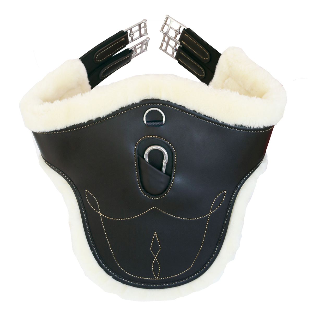 Singel Kentucky Sheepskin Met Buikflap Zwart, 125 CM in zwart