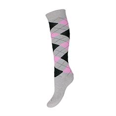 Sokken Equithème Argyle Lichtgrijs-roze