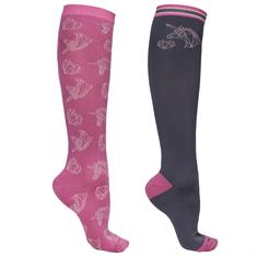 Sokken QHP Didy 2-Pack Kids Roze-donkergrijs