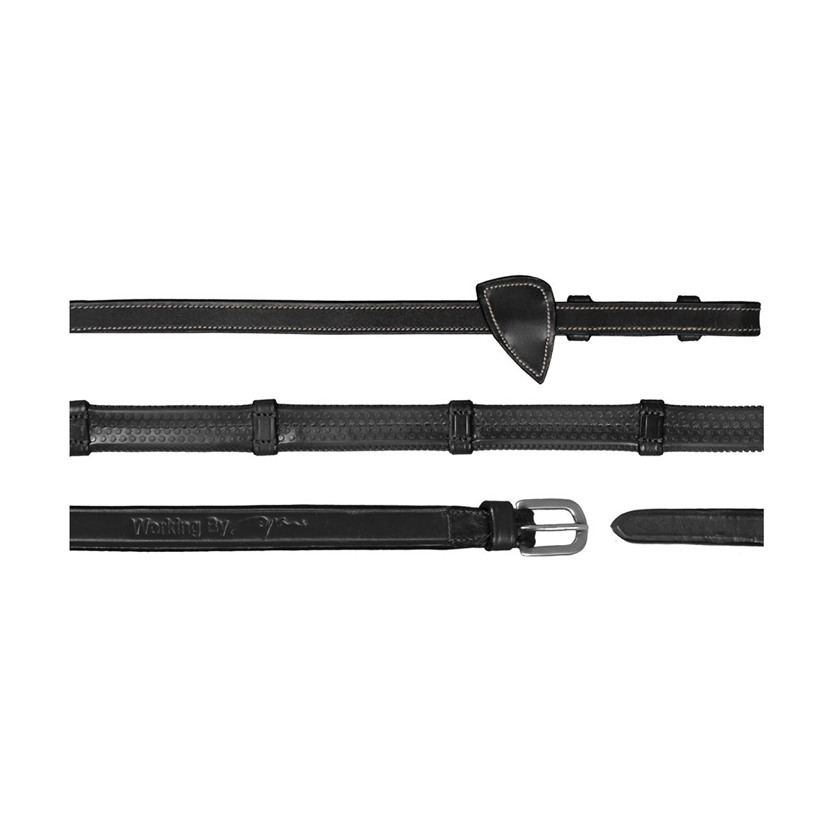 Dy on 1/2 (13mm) Rubber Reins 7 loops Working coll. - Black - Maat Pony