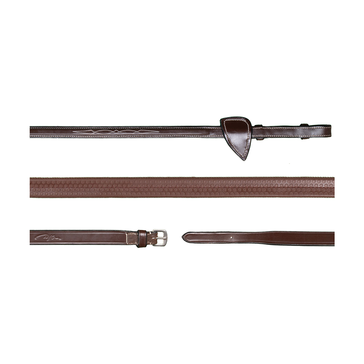 Dy on 5/8 Rubber Reins Hunter - Brown - Maat Cob