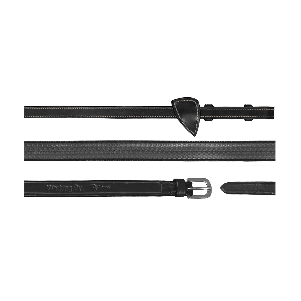 Dy on 5/8 Rubber Reins - Working - Zwart - Maat Cob