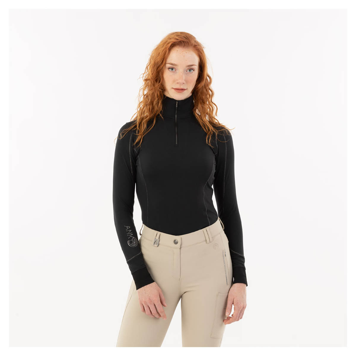 Polo longsleeve Black - S | Winterkleding ruiter