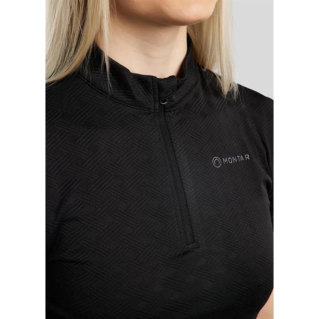 Trainingsshirt Montar MOCilia Refined Jacquard Zwart