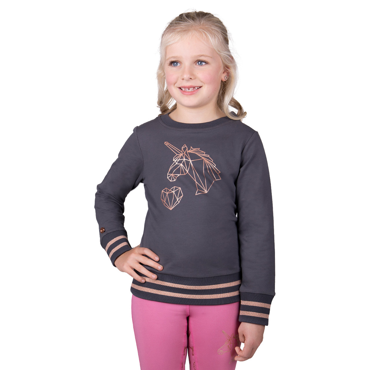 Trui Qhp Didy Kids Donkergrijs, 128 in donkergrijs