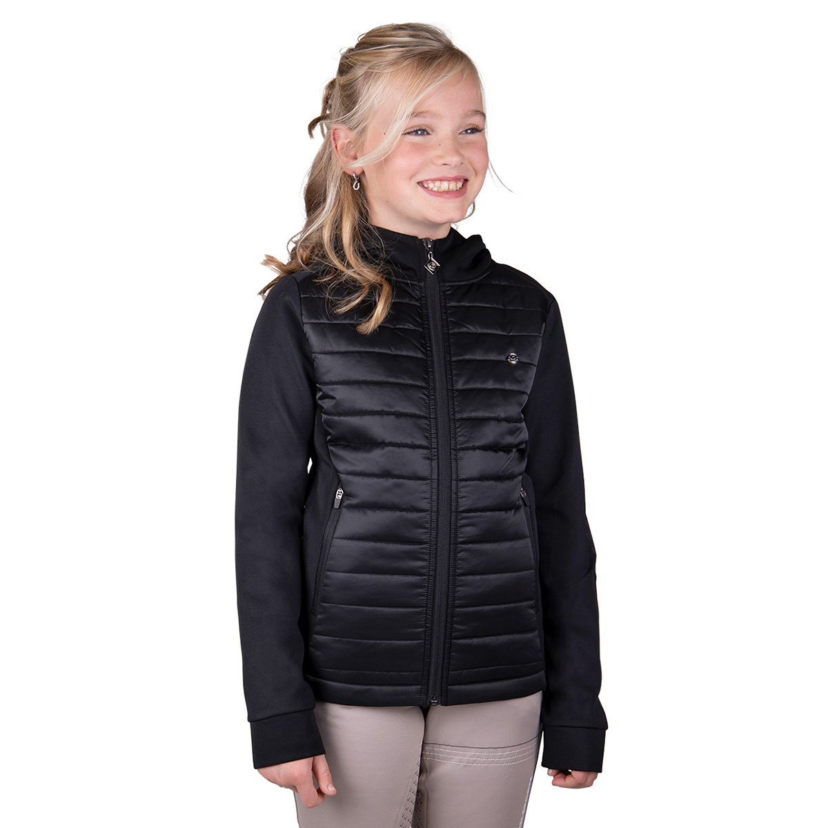 Qhp Sweatvest Julin Junior Zwart 164 | Winterkleding ruiter