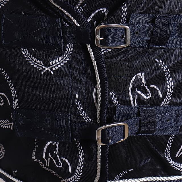 Vliegendeken Horsegear All Over Donkerblauw-wit