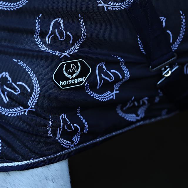 Vliegendeken Horsegear All Over Donkerblauw-wit