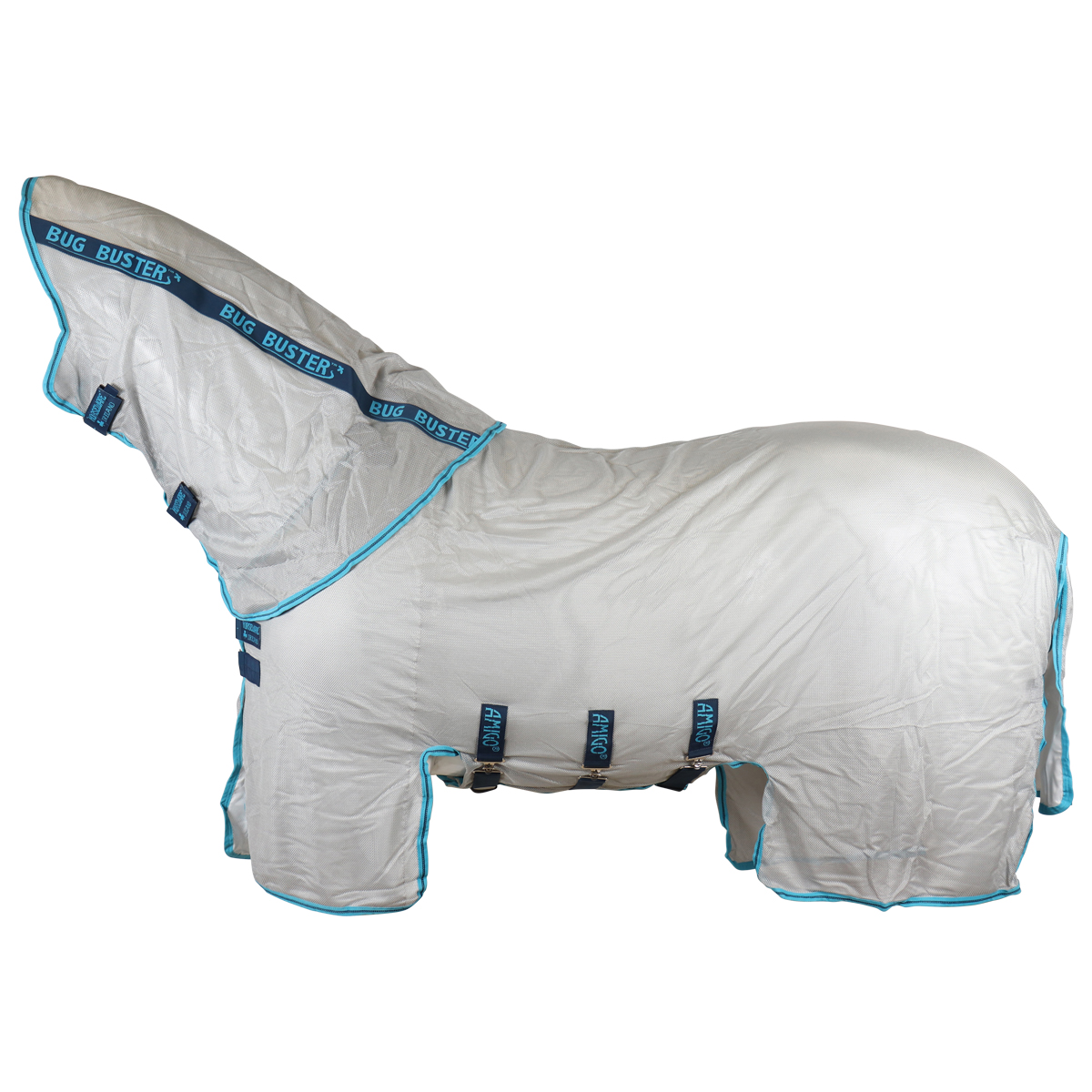 Vliegendeken Horseware Amigo Bug Buster Zilver-blauw, 175 cm in zilver/blauw