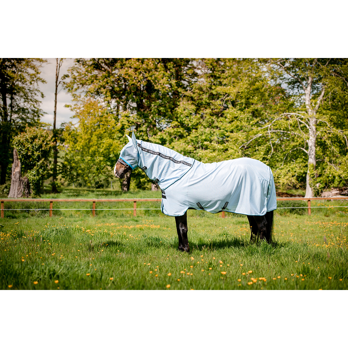 Vliegendeken Horseware Amigo Bug Rug, 198 cm in lichtblauw/zwart