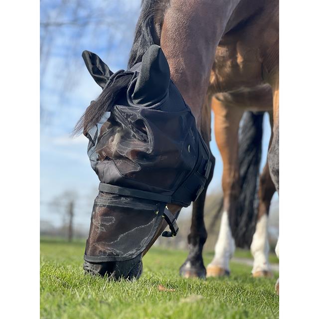 Vliegenmasker HORSEGEAR HGAfneembare Neusflap Zwart