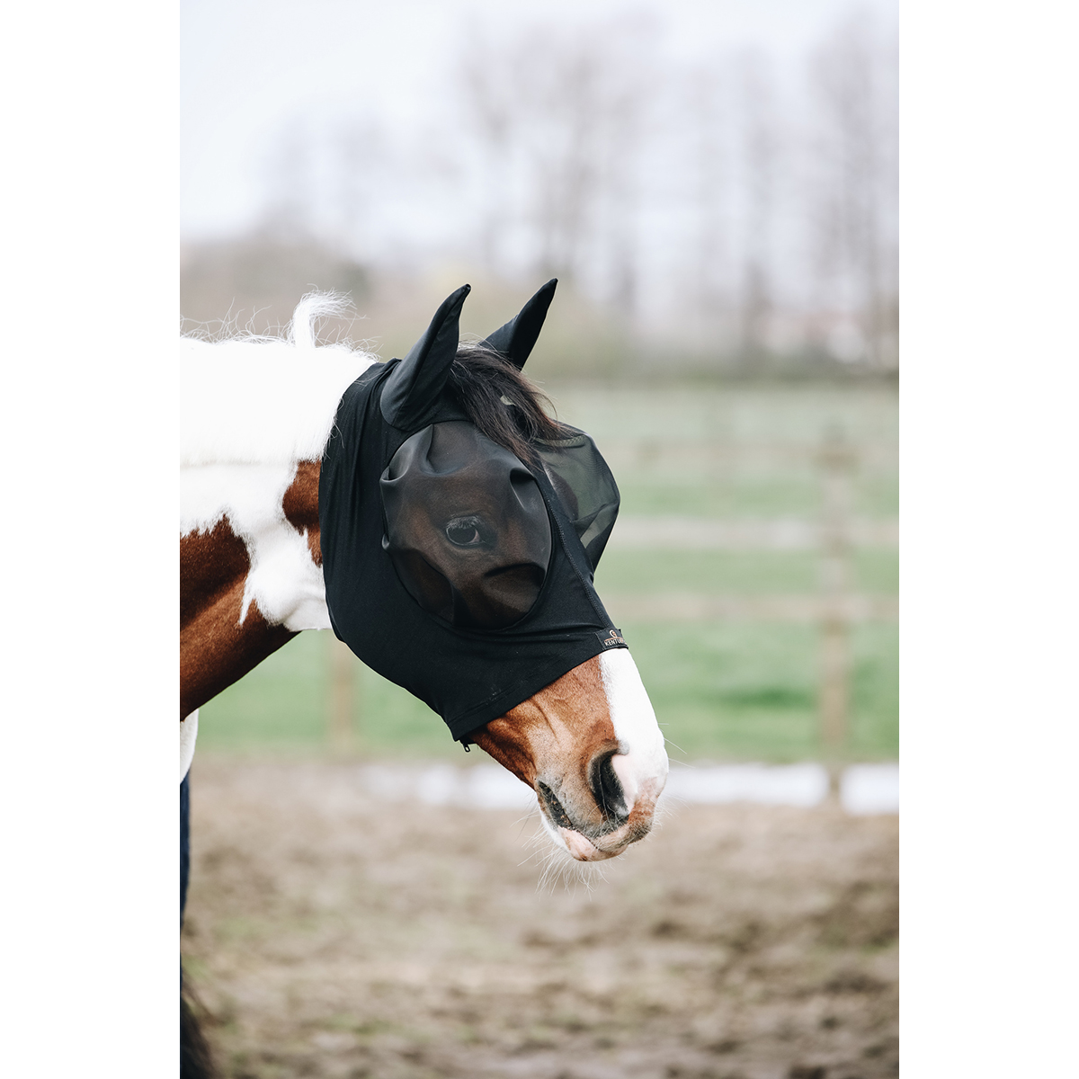 Vliegenmasker Kentucky Slim Fit, Paard in zwart