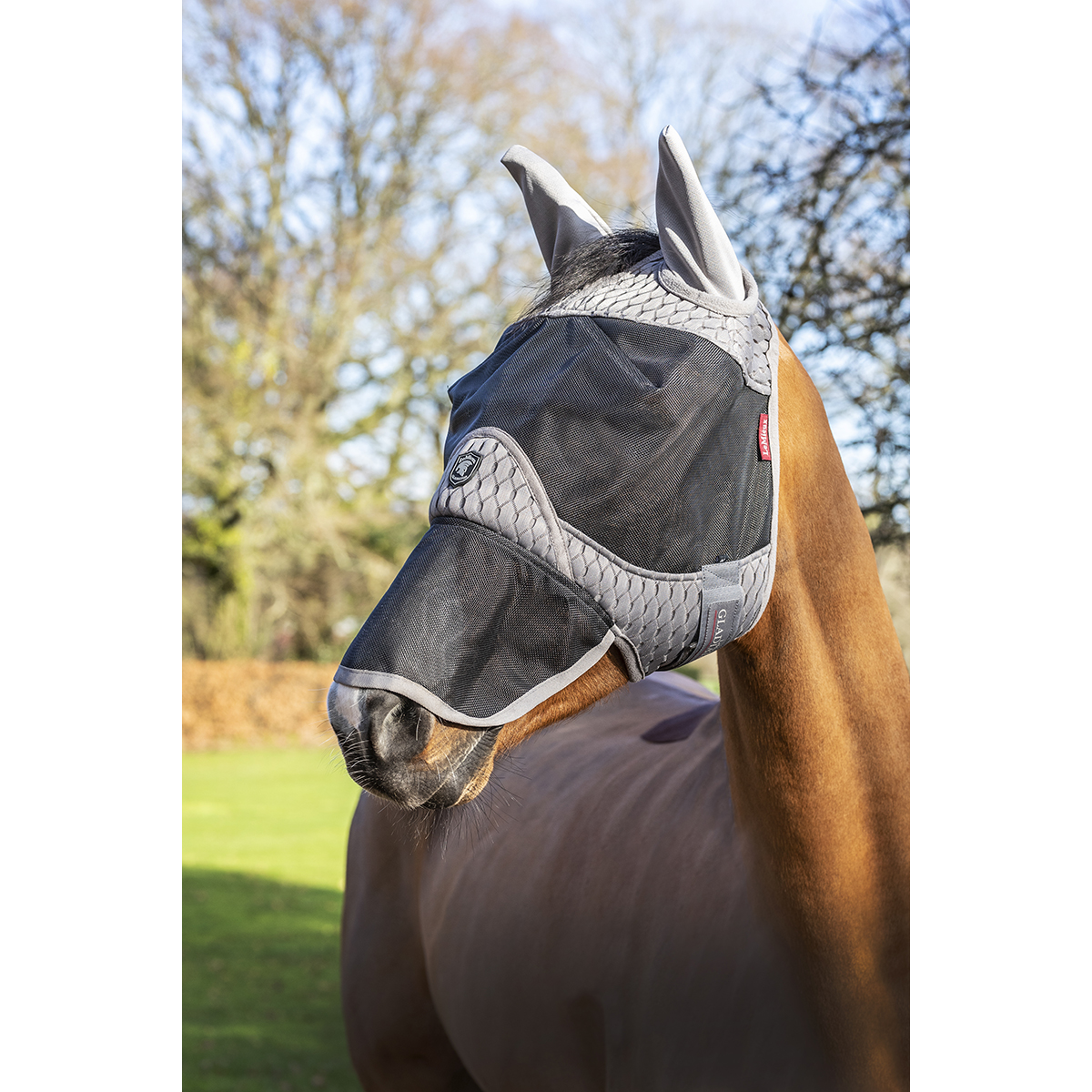Vliegenmasker Lemieux Gladiator Full, Paard in grijs