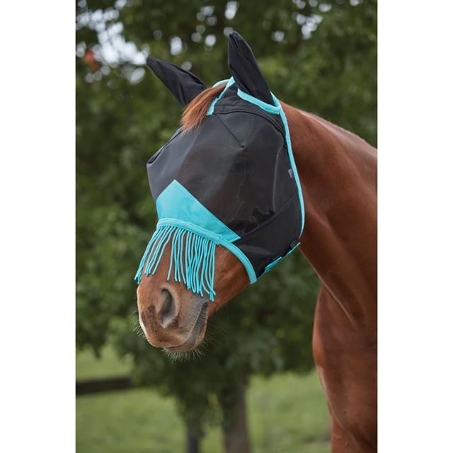 Vliegenmasker WeatherBeeta Deluxe Fine Ears&Tassels Zwart-turquoise