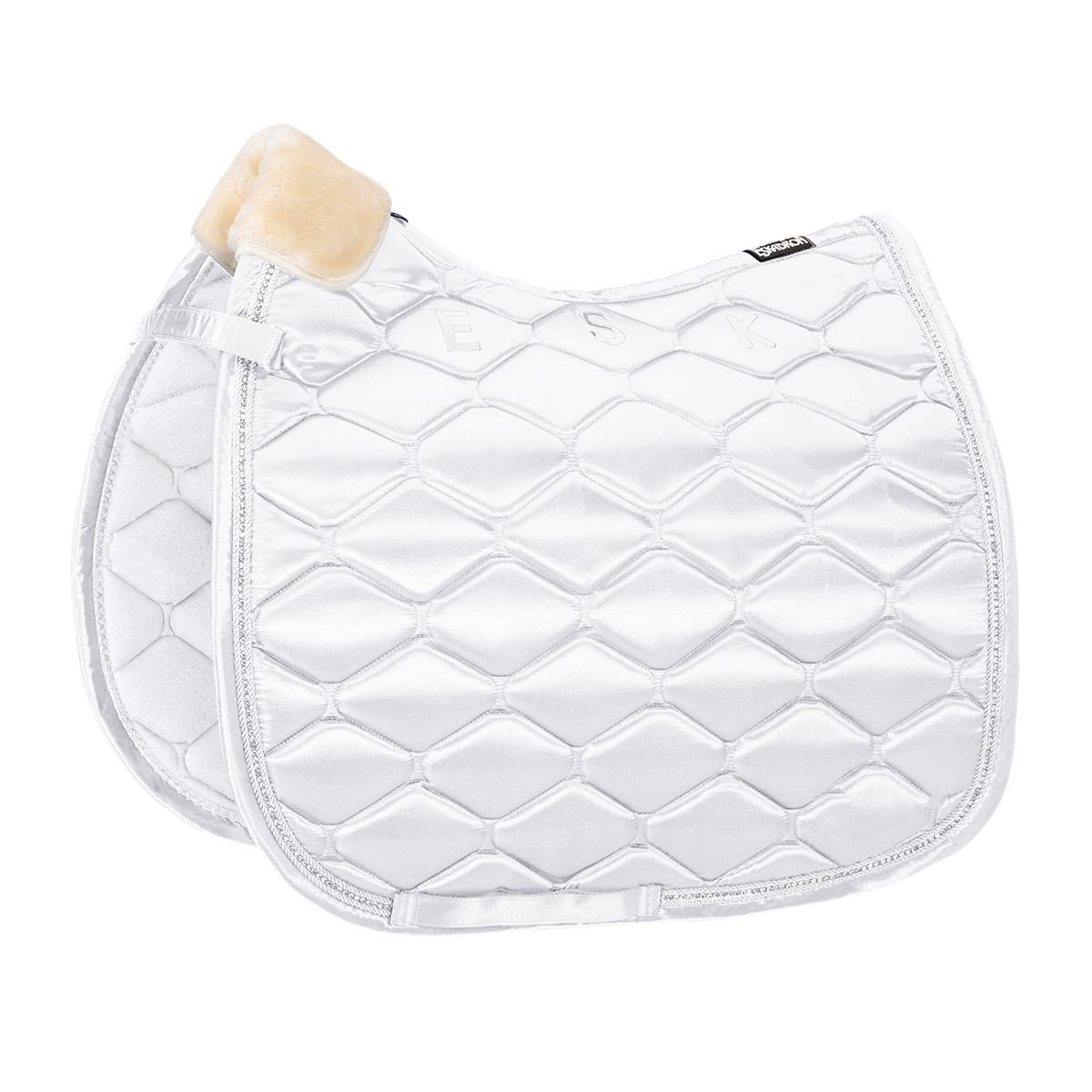 Zadeldek Eskadron Satin Crystal Wit, Dressuur pony in wit