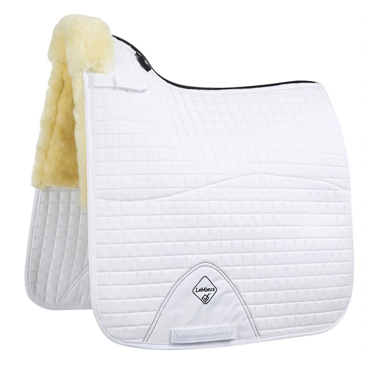 Zadeldek Lemieux Prolambskin Square Wit-beige, DRESSUUR PAARD in wit/beige